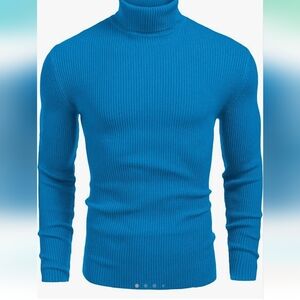 Coofandy Mens ribbed slim fit knotted pulliver turtleneck